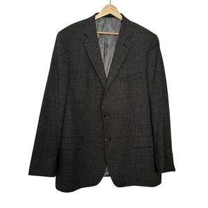 Hart Schaffner Marx Men’s Gray Plaid Wool Blazer Size 48 Regular Two Button